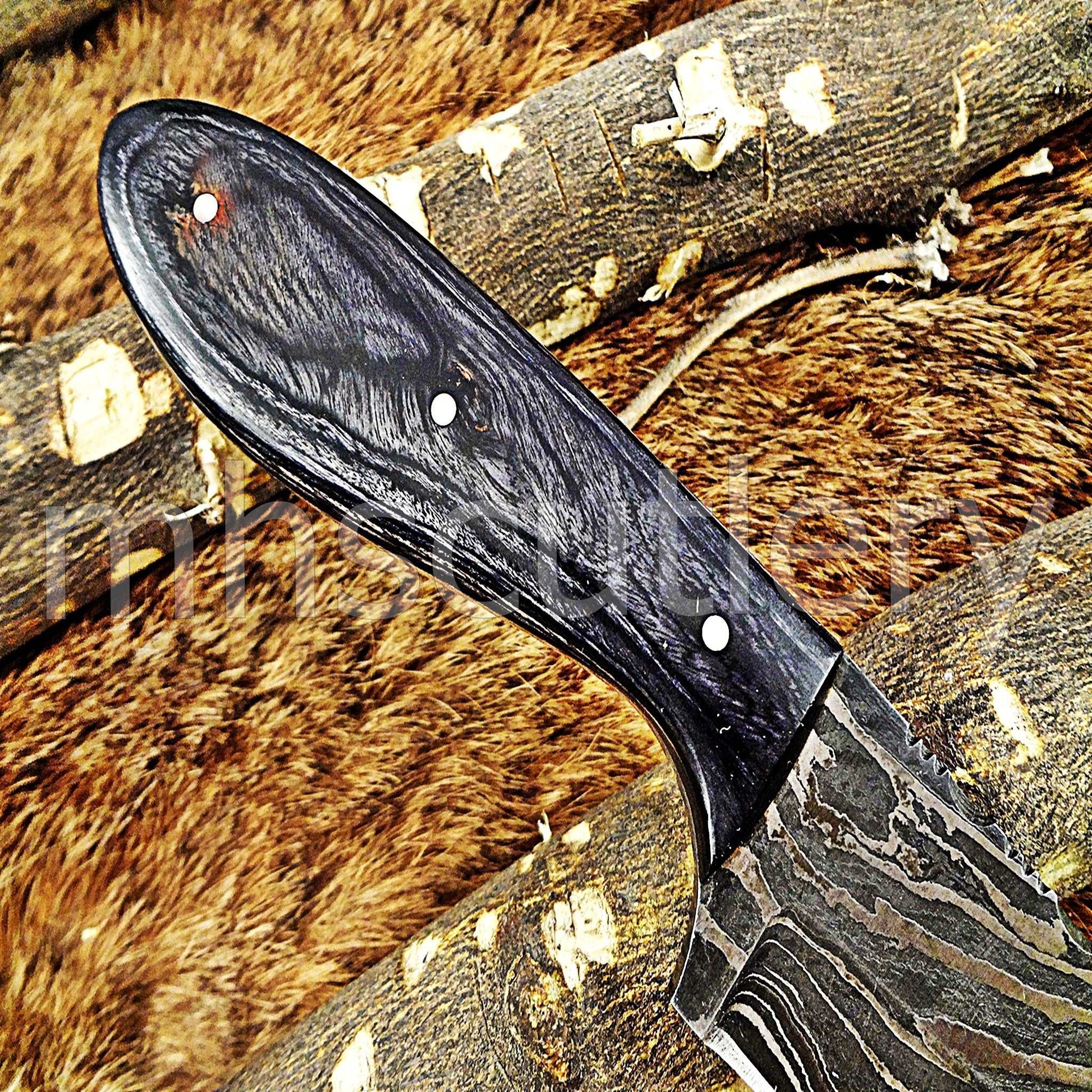 Custom Hand Forged Damascus Steel Mini Hunter | mhscutlery