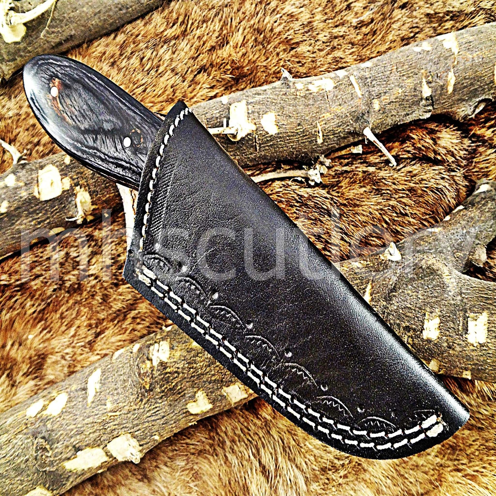 Custom Hand Forged Damascus Steel Mini Hunter | mhscutlery