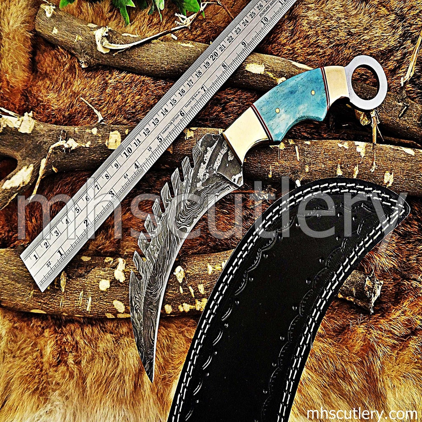 Custom Hand Forged Damascus Steel Karambit | mhscutlery