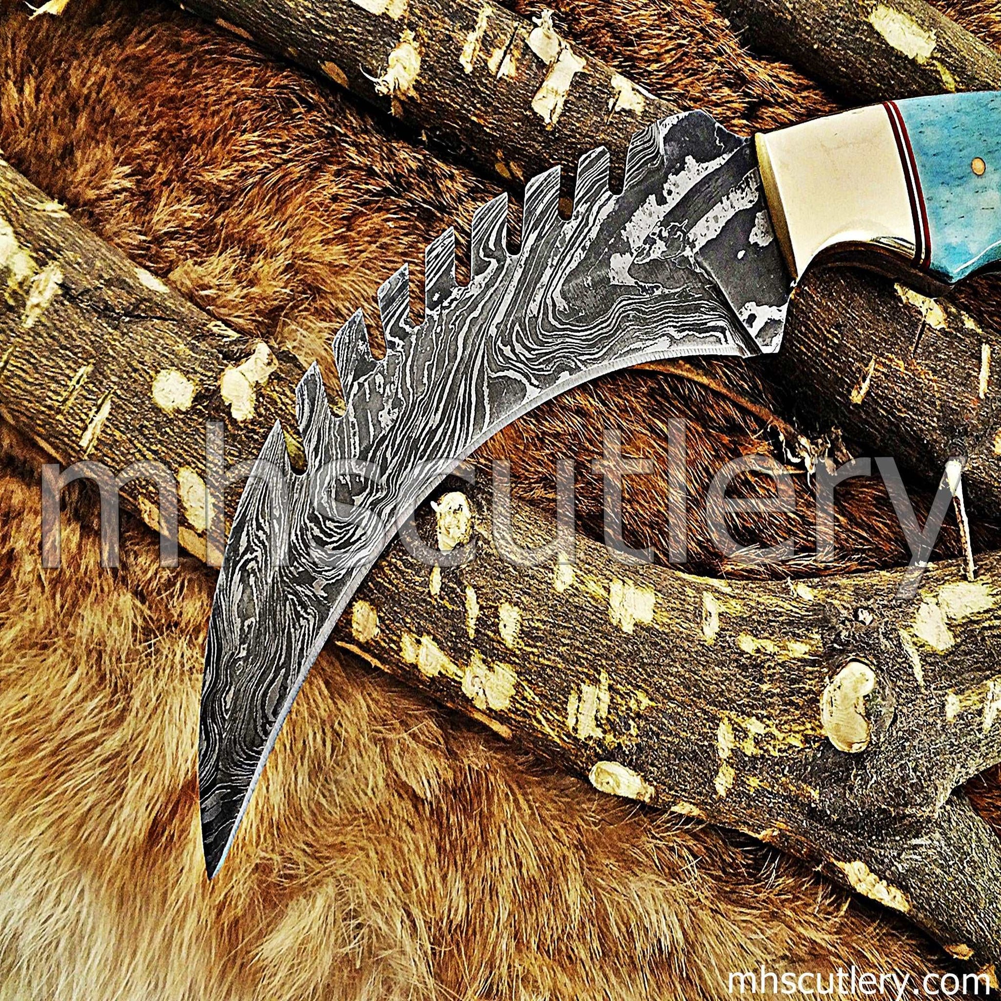 Custom Hand Forged Damascus Steel Karambit | mhscutlery
