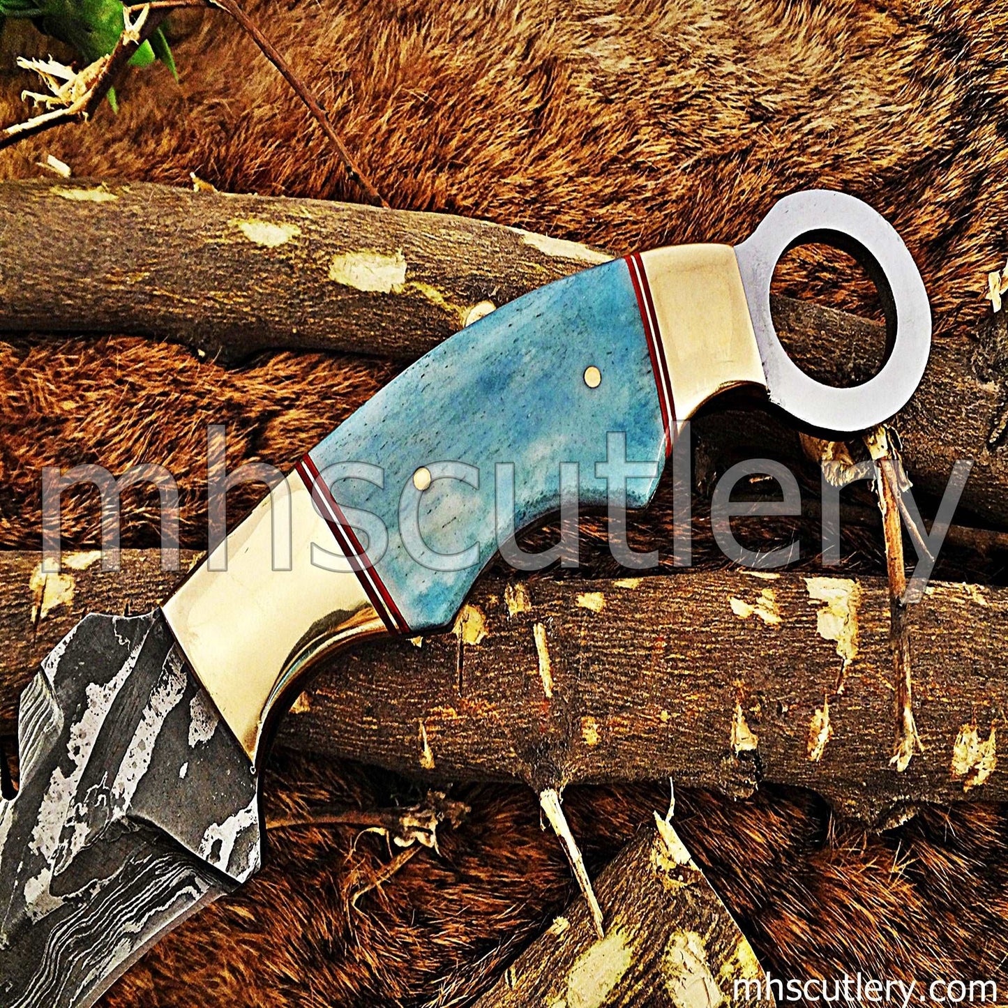 Custom Hand Forged Damascus Steel Karambit | mhscutlery