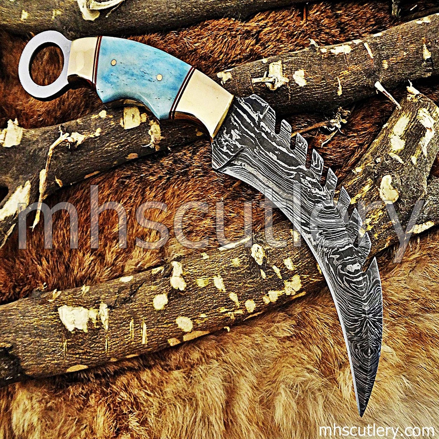 Custom Hand Forged Damascus Steel Karambit | mhscutlery
