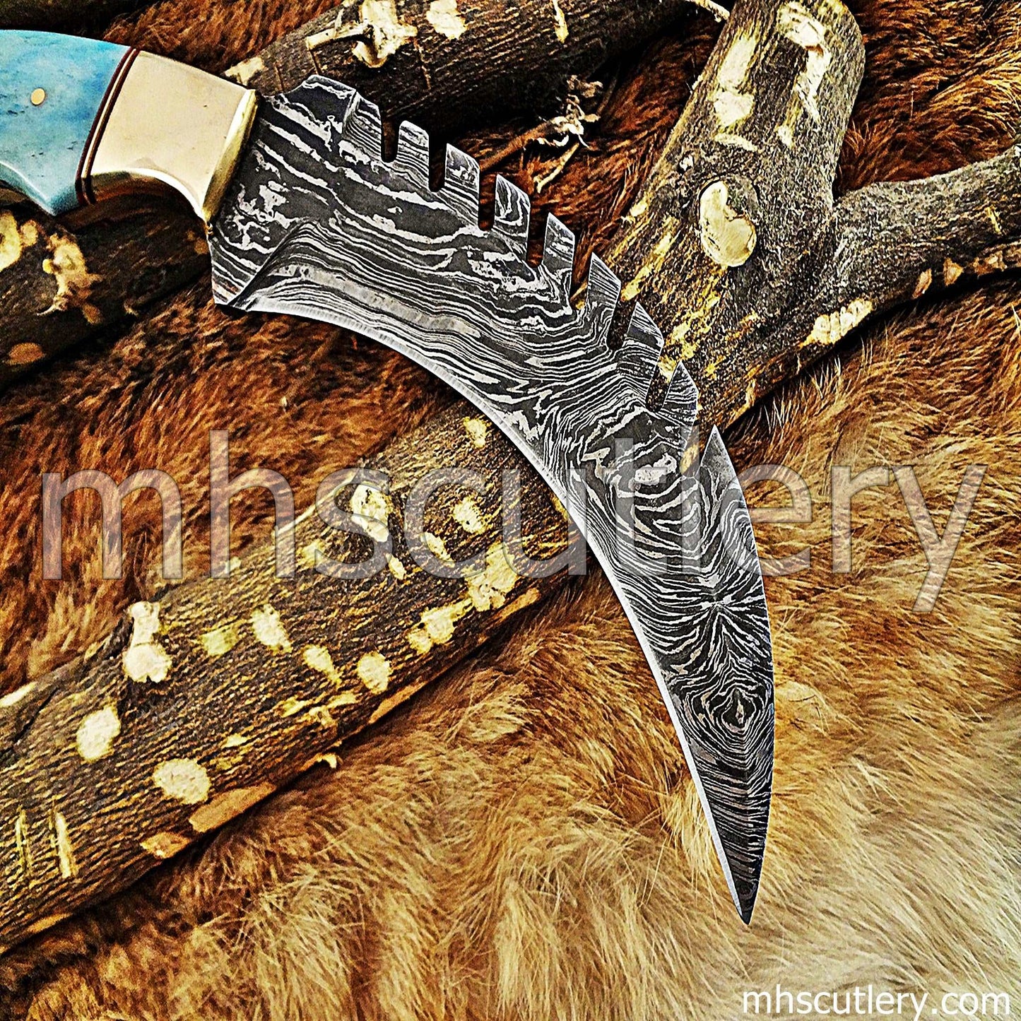 Custom Hand Forged Damascus Steel Karambit | mhscutlery