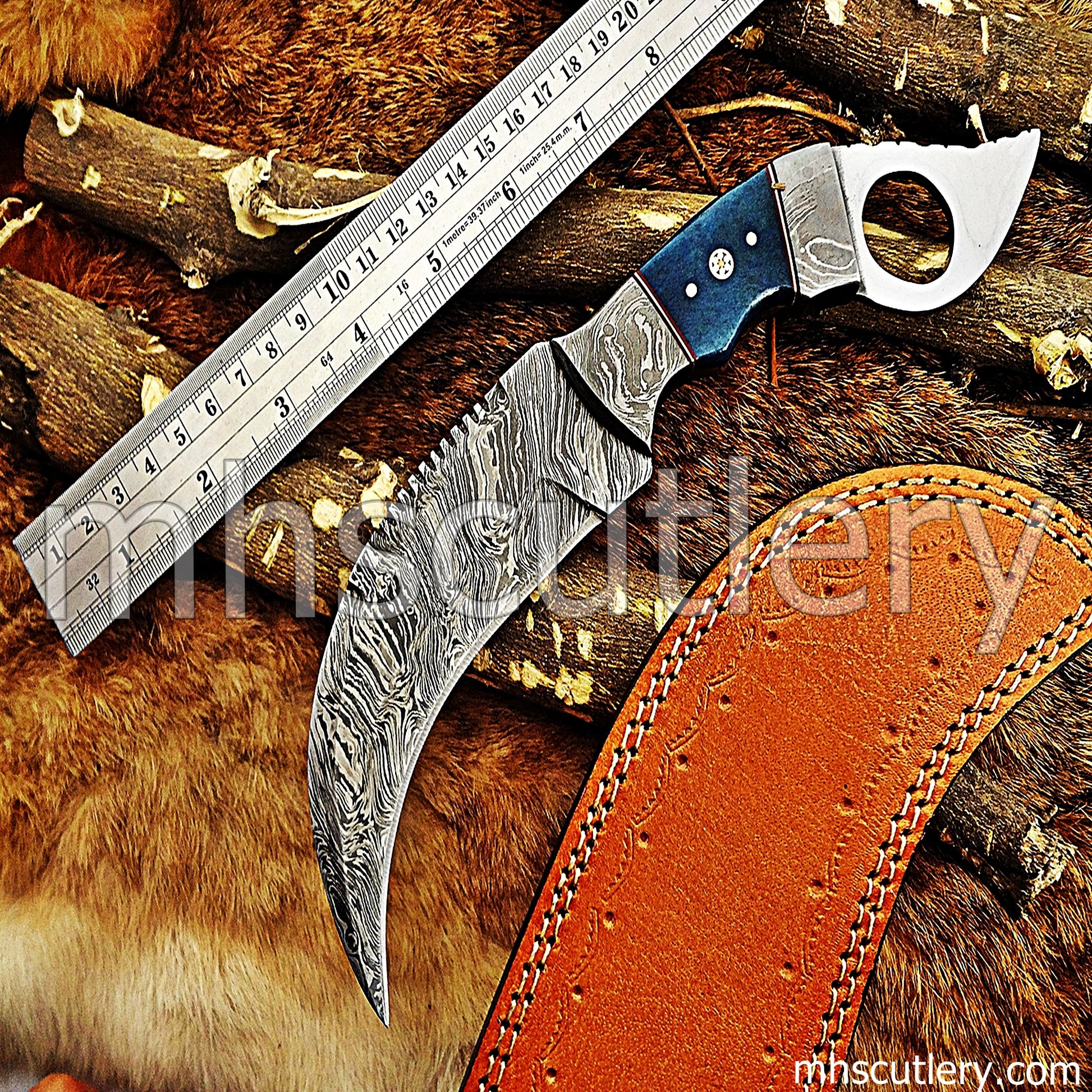 Damascus Karambit Knife | mhscutlery