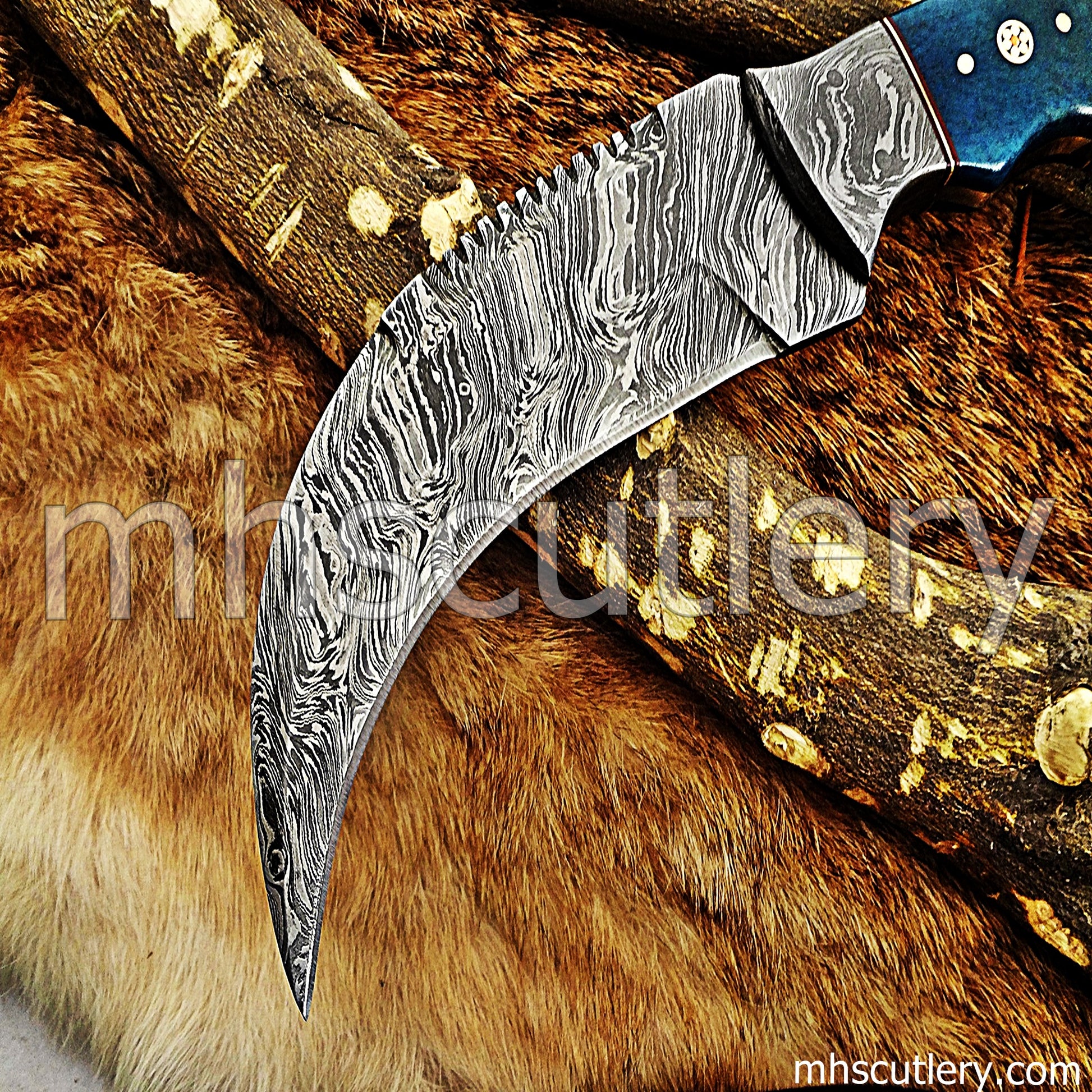 Damascus Karambit Knife | mhscutlery