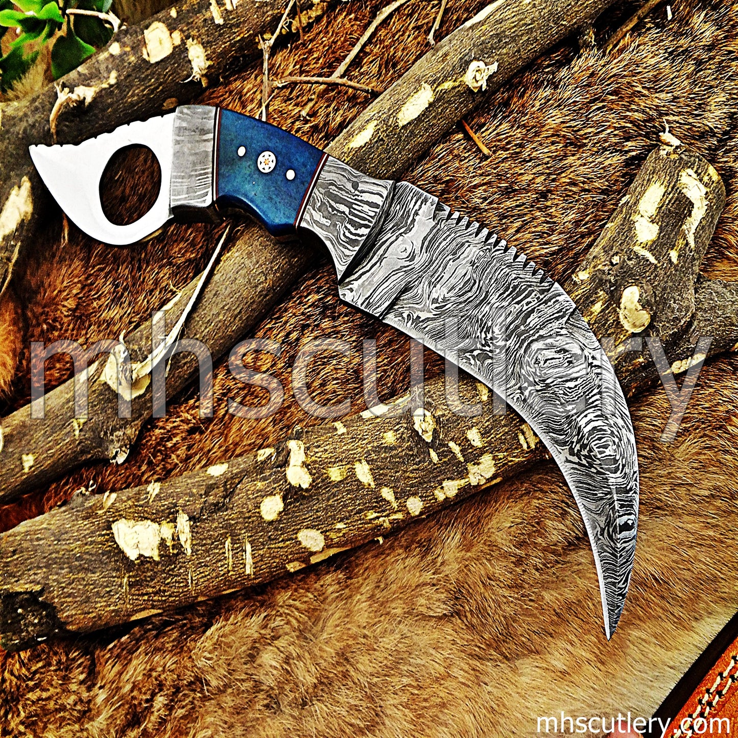 Damascus Karambit Knife | mhscutlery