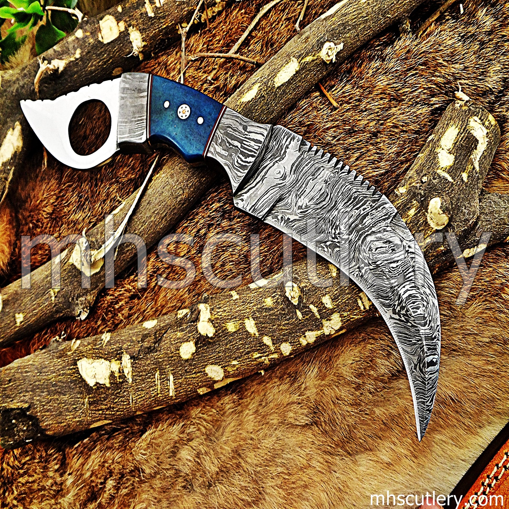 Damascus Karambit Knife | mhscutlery
