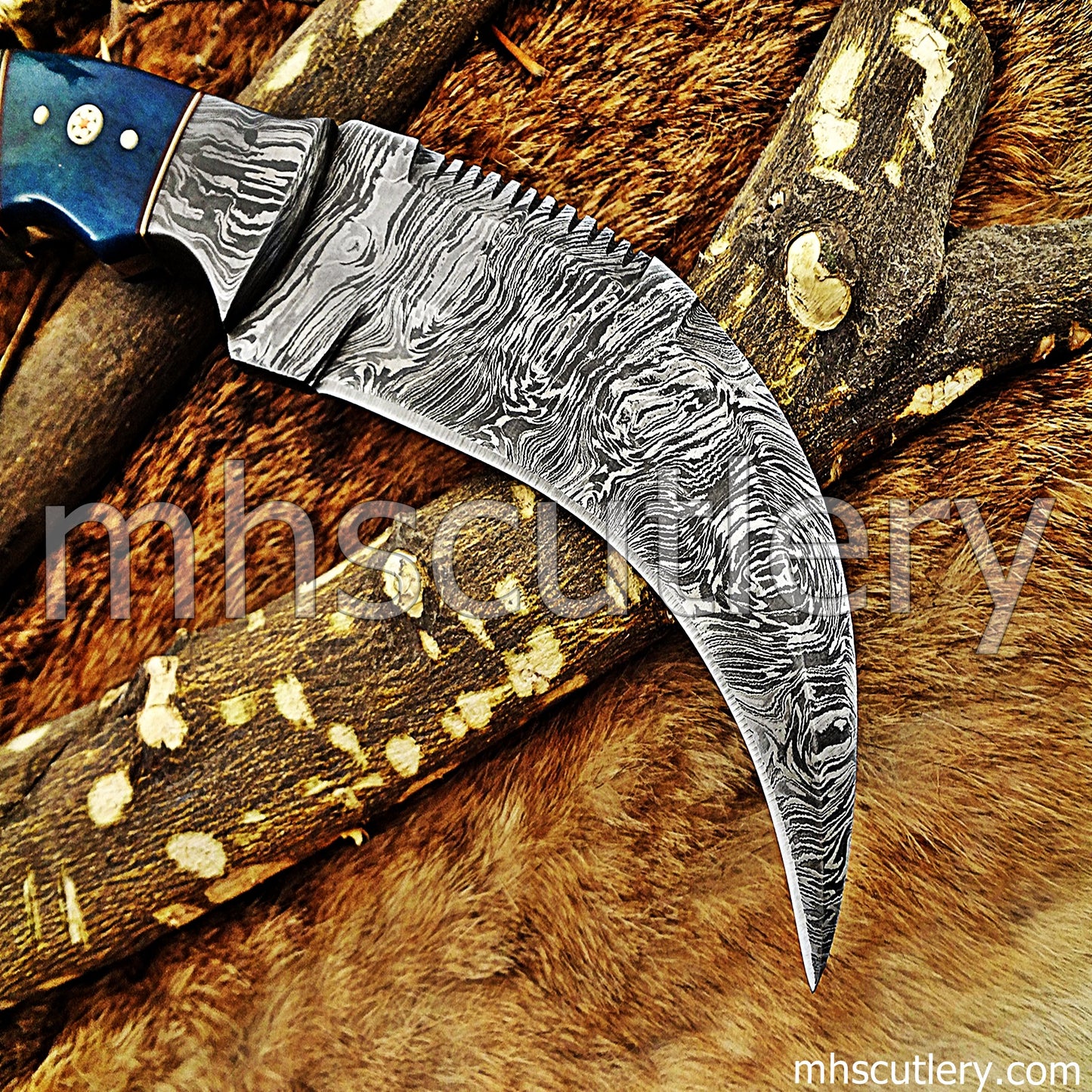 Damascus Karambit Knife | mhscutlery