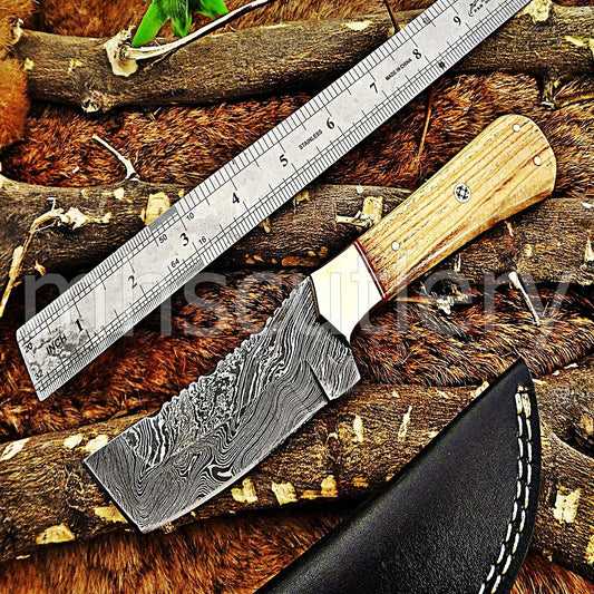 Custom Hand Forged Damascus Steel Koa Tanto | mhscutlery
