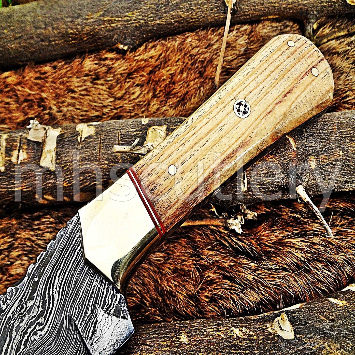 Custom Hand Forged Damascus Steel Koa Tanto | mhscutlery