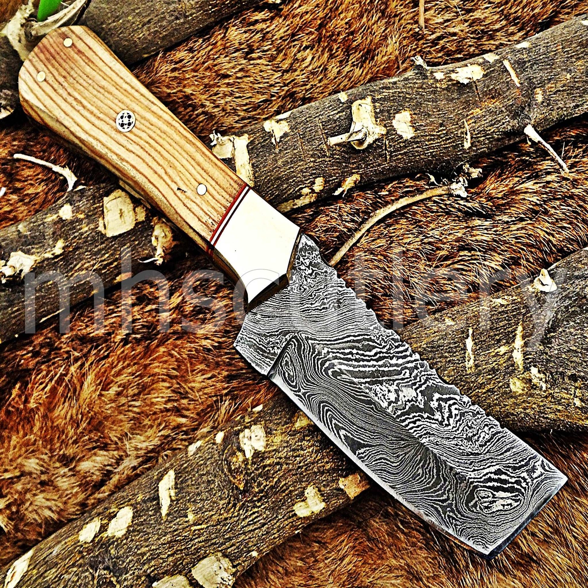 Custom Hand Forged Damascus Steel Koa Tanto | mhscutlery
