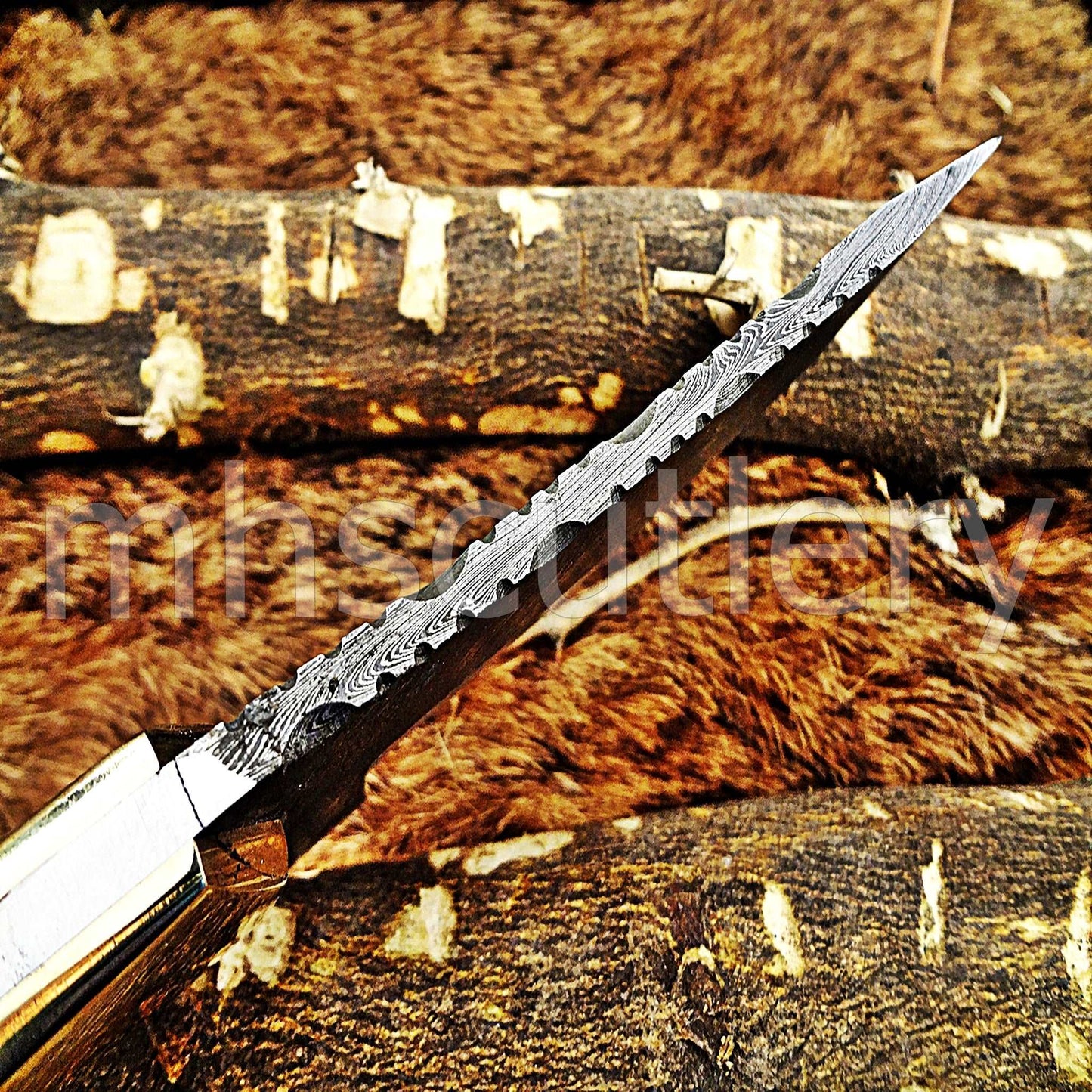Custom Hand Forged Damascus Steel Koa Tanto | mhscutlery