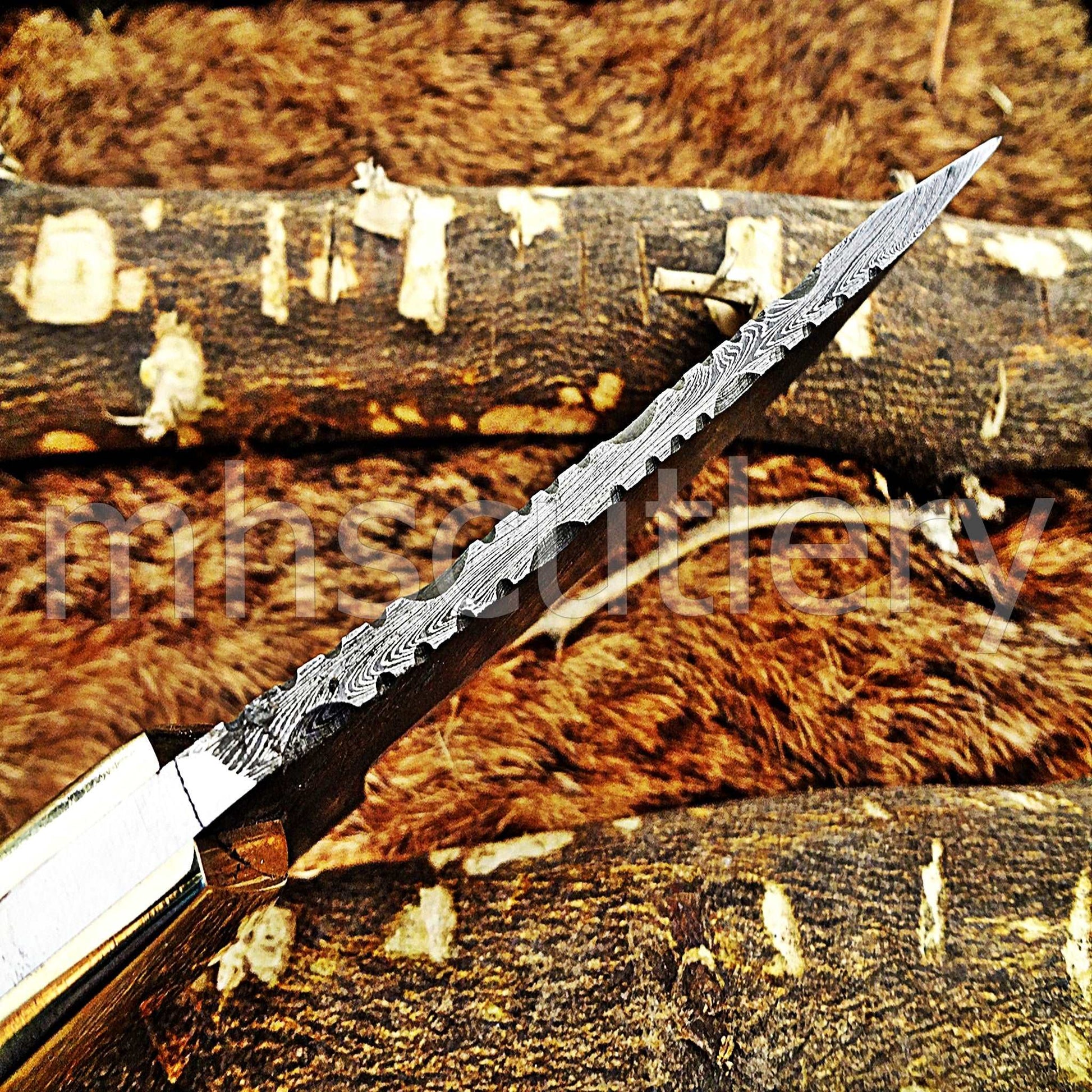 Custom Hand Forged Damascus Steel Koa Tanto | mhscutlery