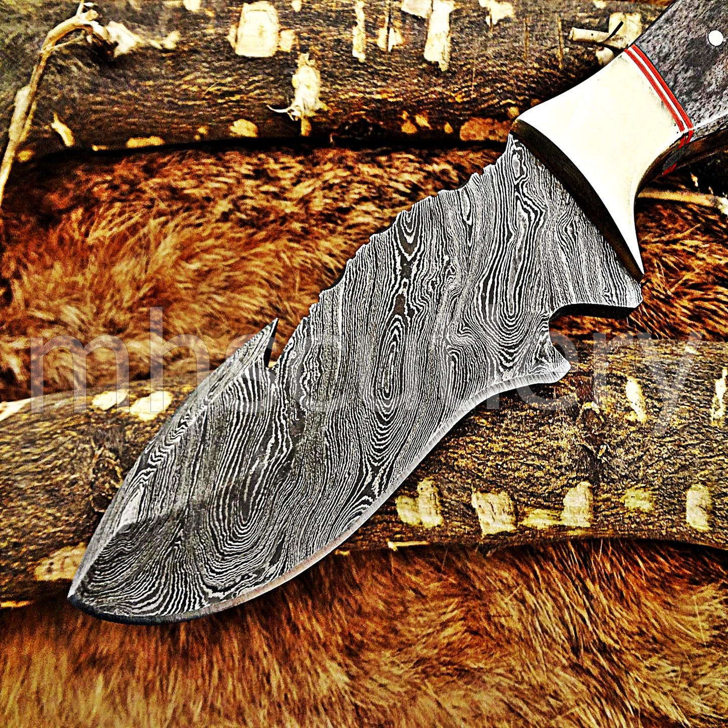 Damascus Steel Fancy Skinning Knife | mhscutlery