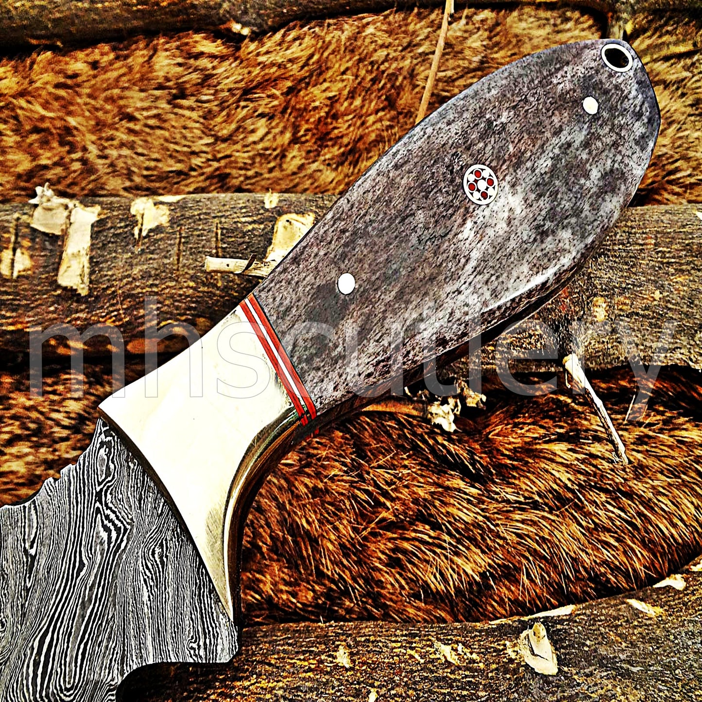 Damascus Steel Fancy Skinning Knife | mhscutlery