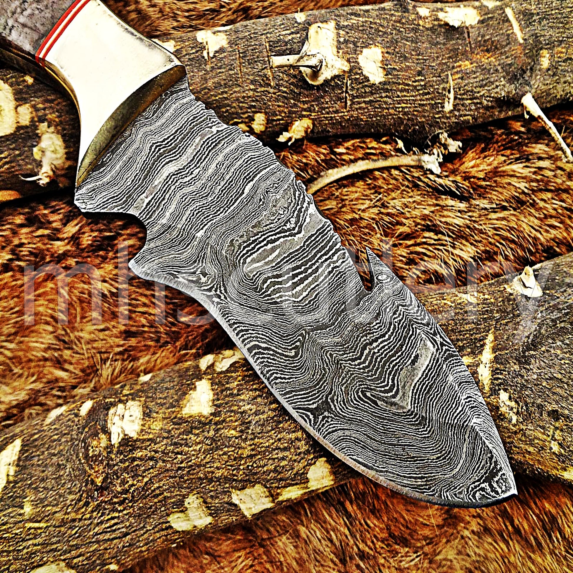 Damascus Steel Fancy Skinning Knife | mhscutlery