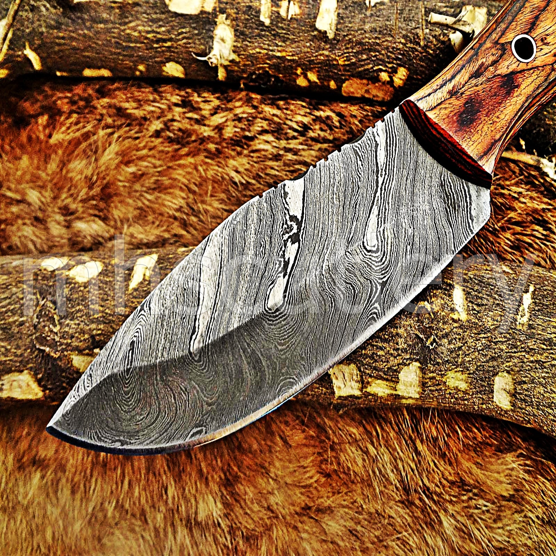 Handmade Damascus Steel Hunting Skinner Knife | mhscutlery