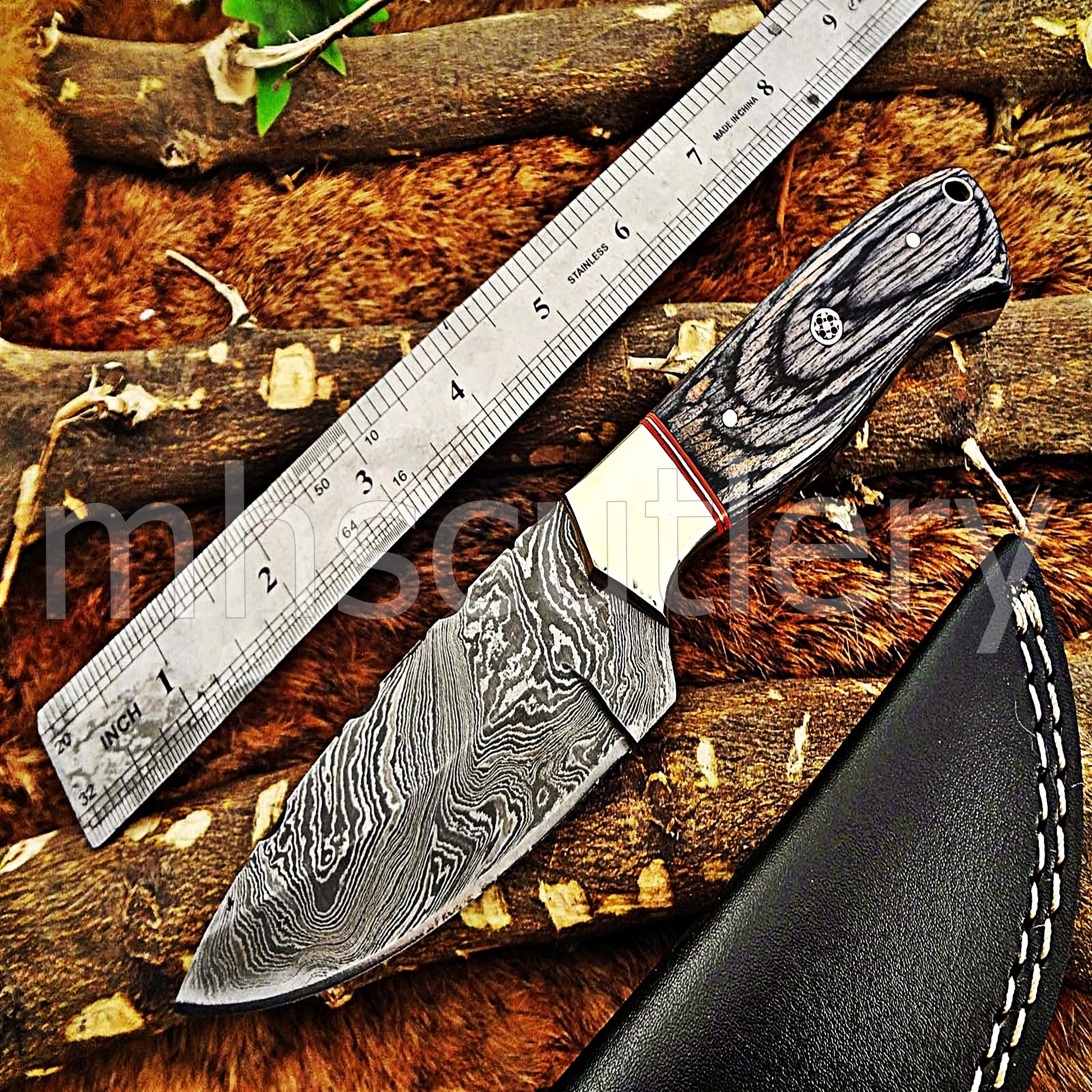 Handmade Damascus Steel Hunting Skinner Knife | mhscutlery