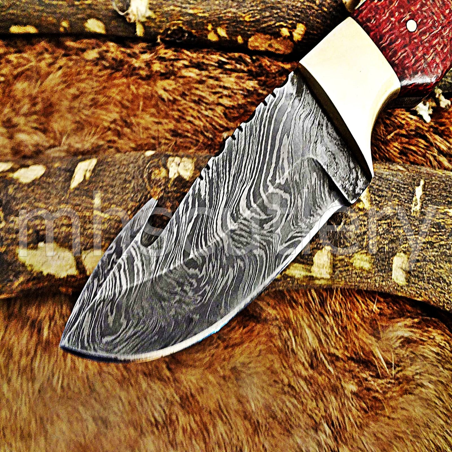 Damascus Steel Micarta Gut Hook Hunter | mhscutlery