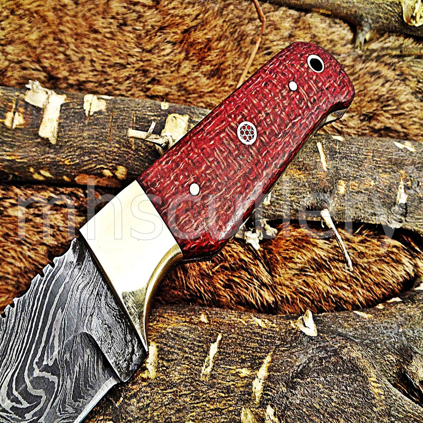 Damascus Steel Micarta Gut Hook Hunter | mhscutlery