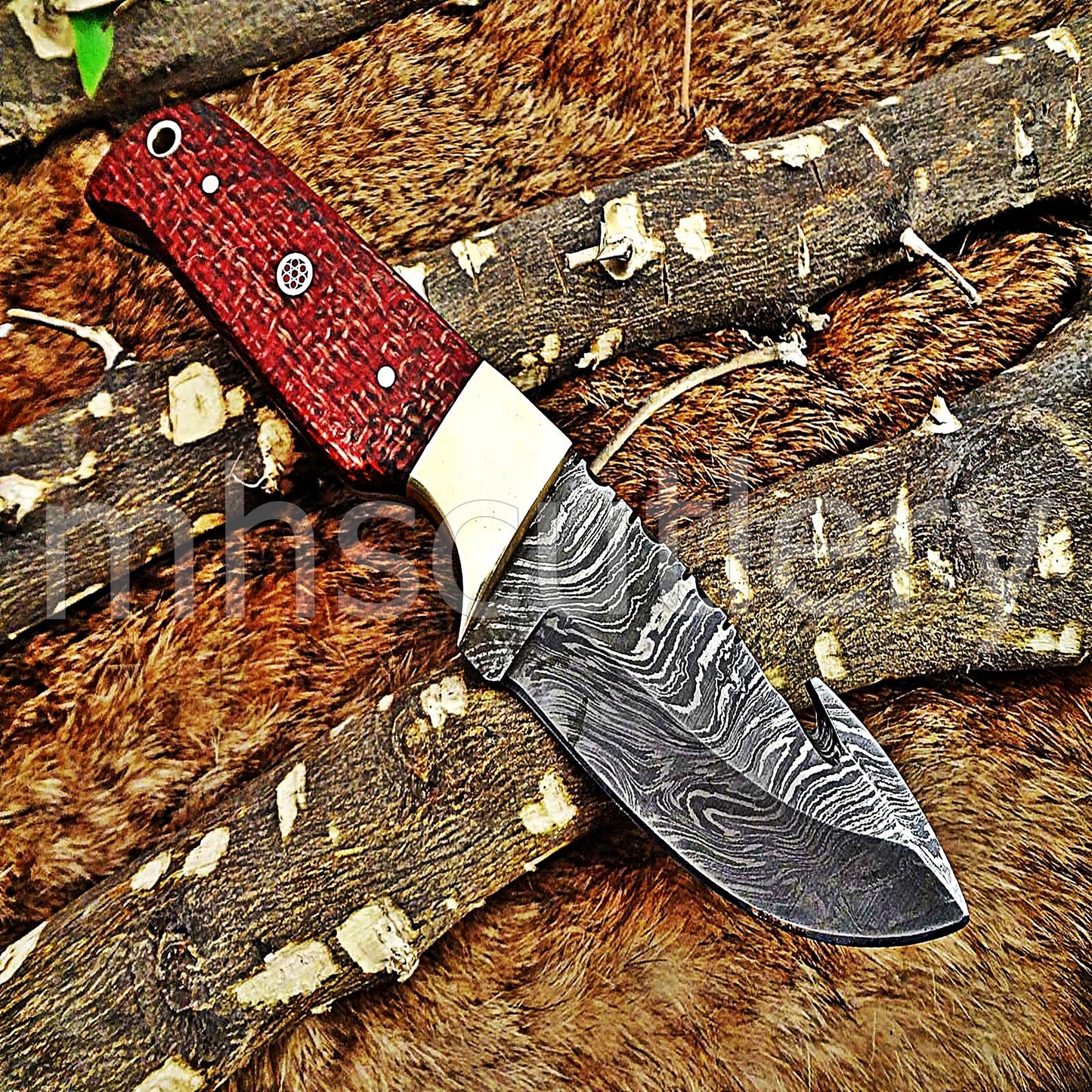Damascus Steel Micarta Gut Hook Hunter | mhscutlery
