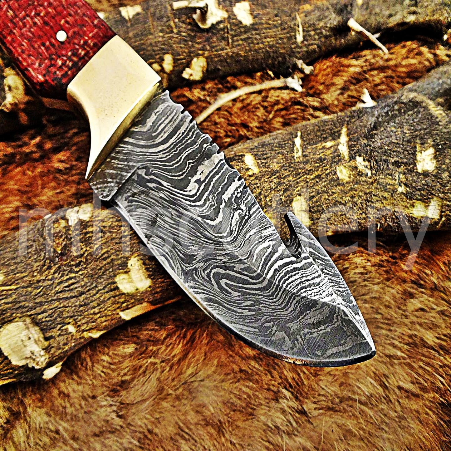 Damascus Steel Micarta Gut Hook Hunter | mhscutlery