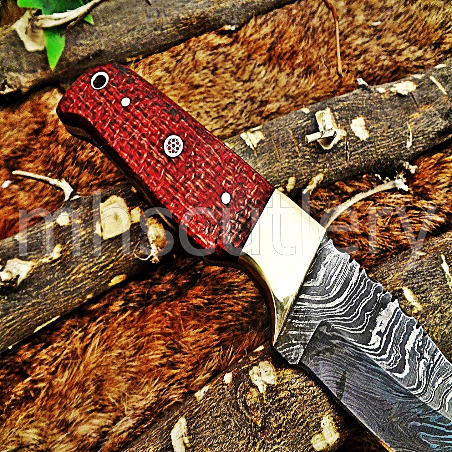 Damascus Steel Micarta Gut Hook Hunter | mhscutlery