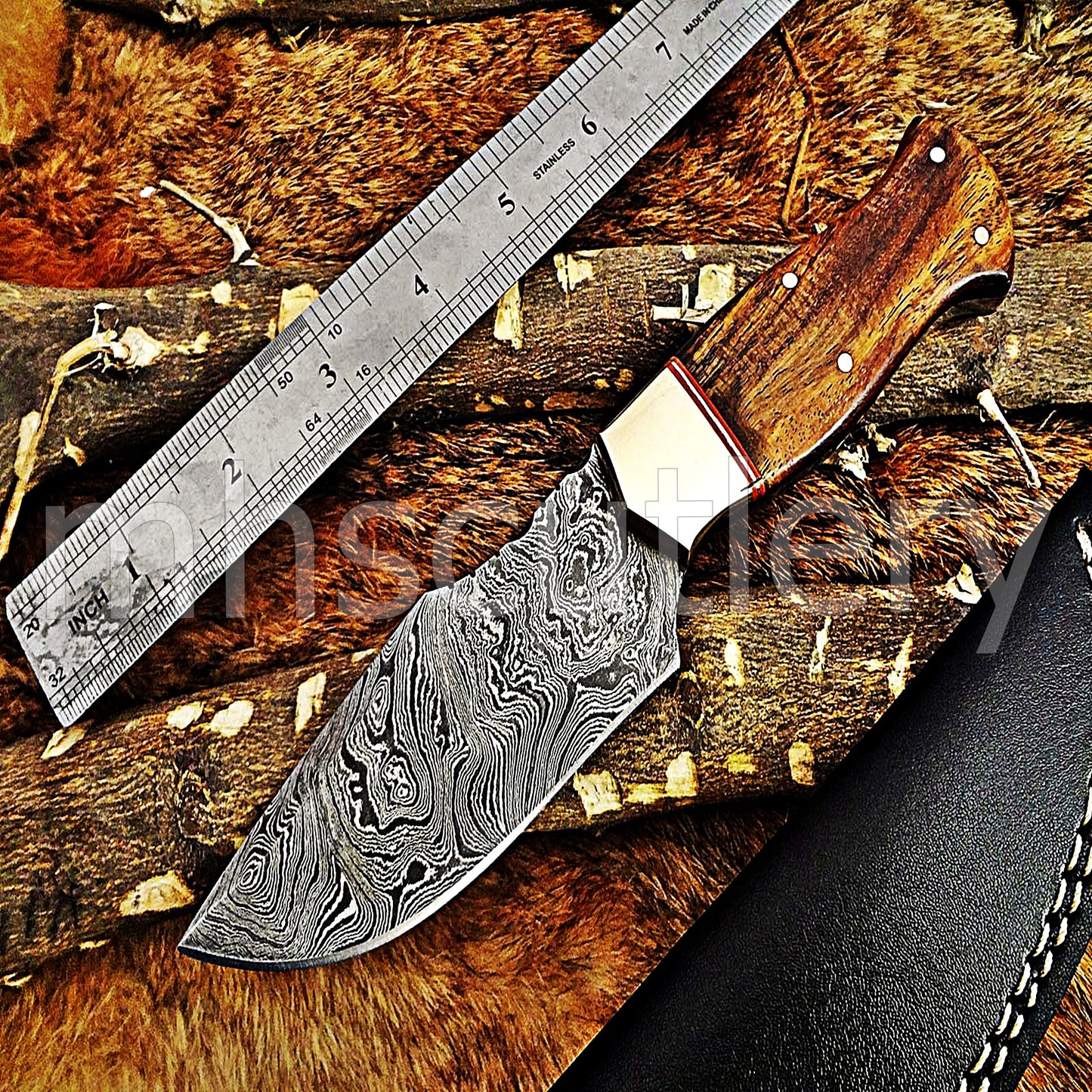 Hand Forged Damascus Steel Skinner Hunting Knife | mhscutlery