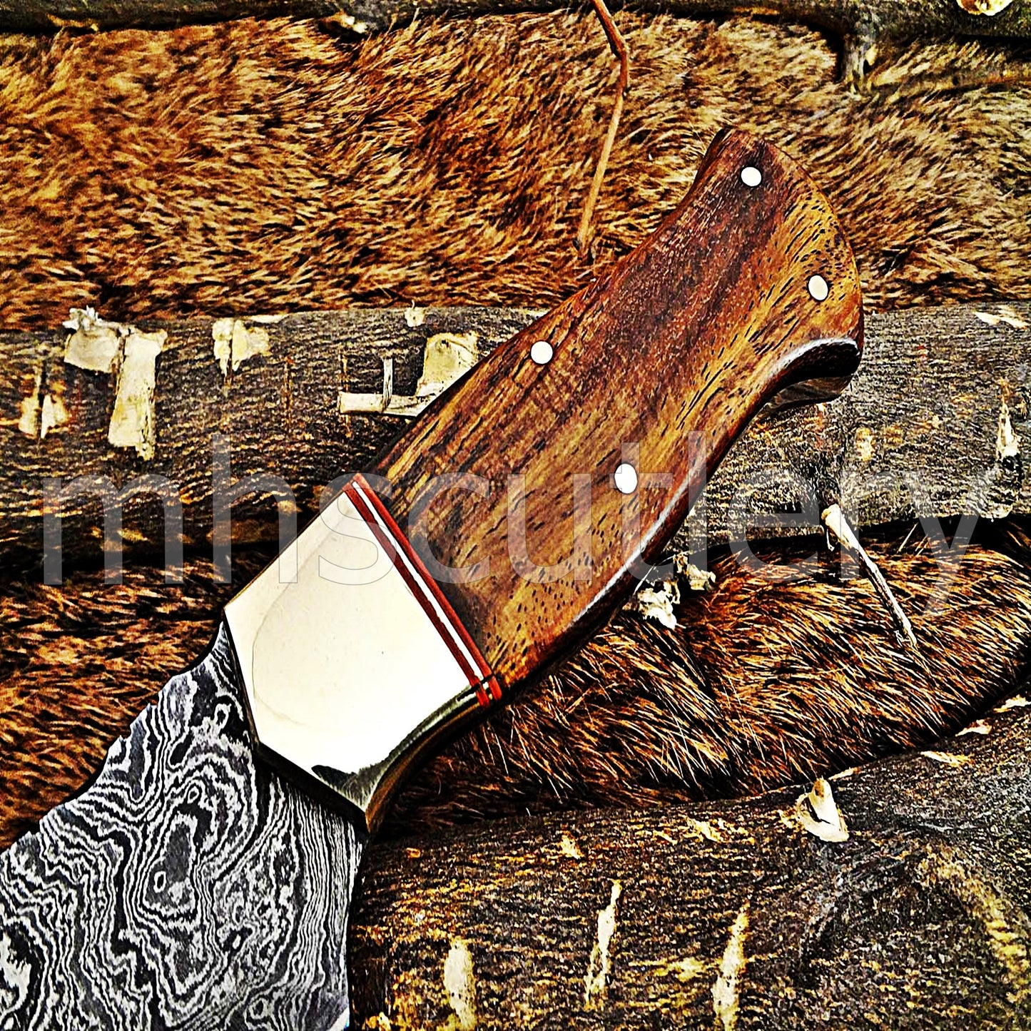 Hand Forged Damascus Steel Skinner Hunting Knife | mhscutlery
