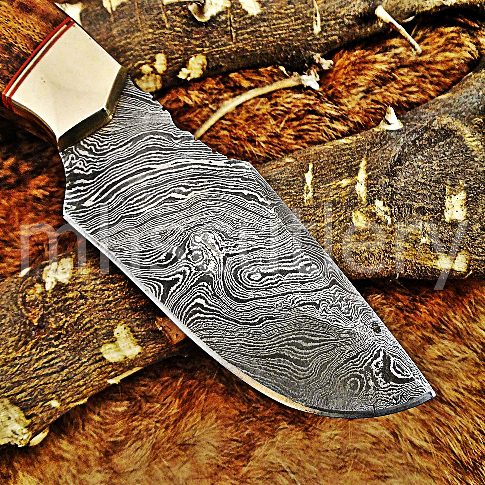 Hand Forged Damascus Steel Skinner Hunting Knife | mhscutlery