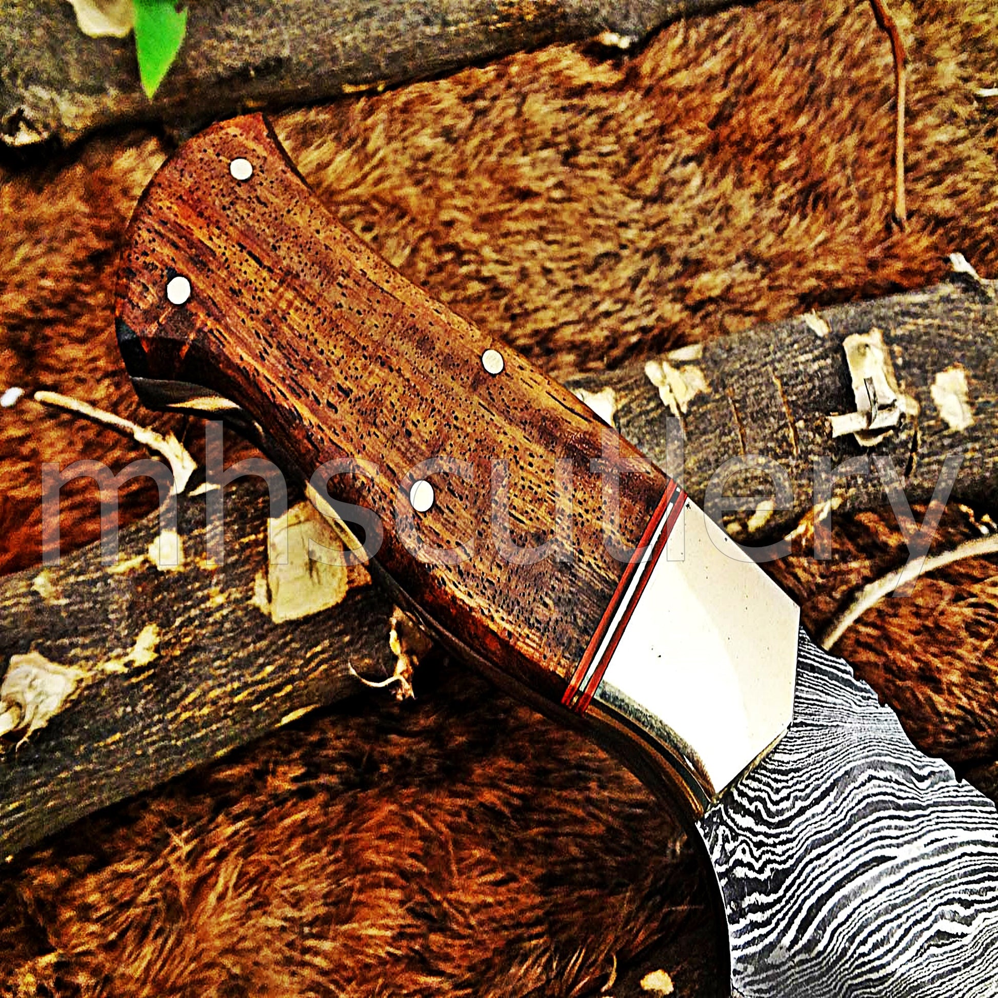 Hand Forged Damascus Steel Skinner Hunting Knife | mhscutlery