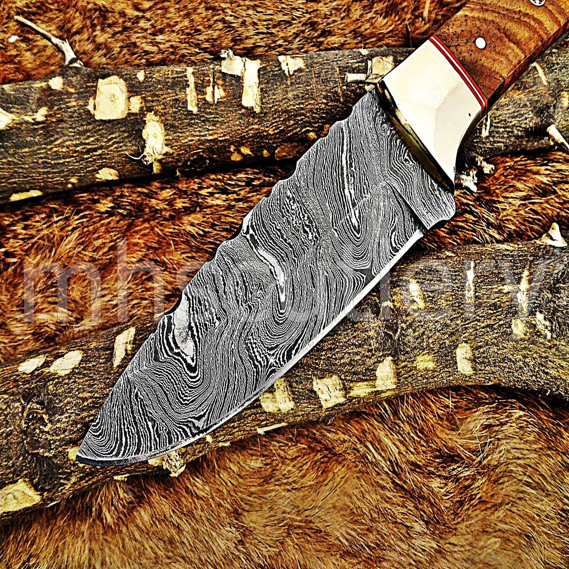 Custom Hand Forged Damascus Steel Hunter Skinner Knife | mhscutlery