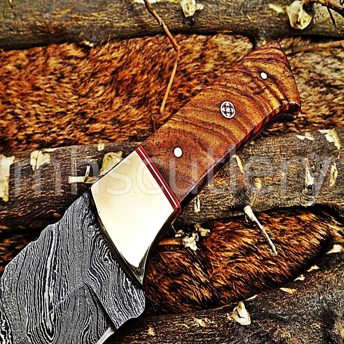 Custom Hand Forged Damascus Steel Hunter Skinner Knife | mhscutlery