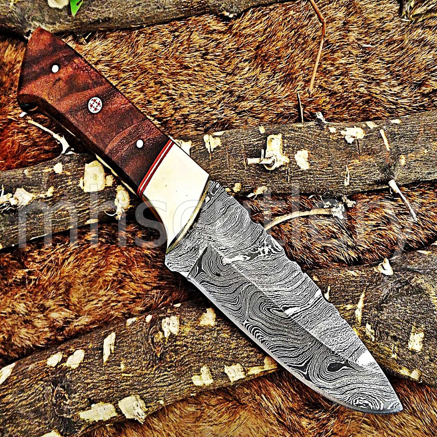 Custom Hand Forged Damascus Steel Hunter Skinner Knife | mhscutlery