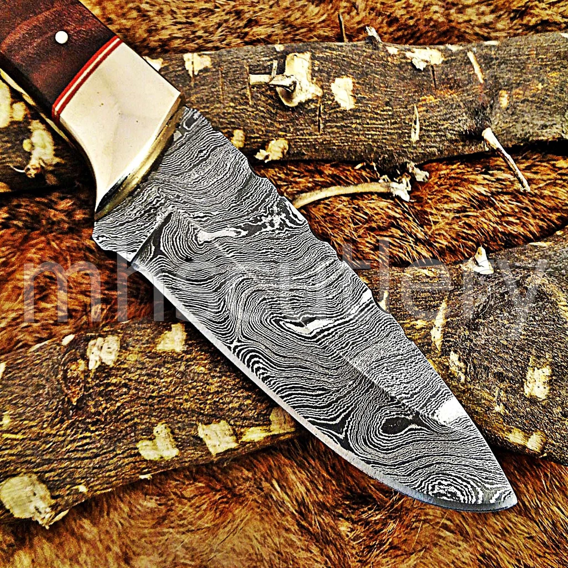 Custom Hand Forged Damascus Steel Hunter Skinner Knife | mhscutlery