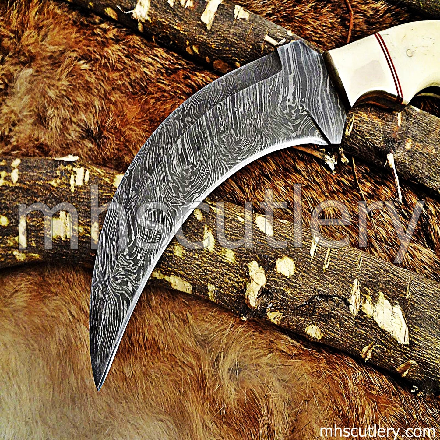 Handmade Damascus Steel Karambit / Bone Handle | mhscutlery