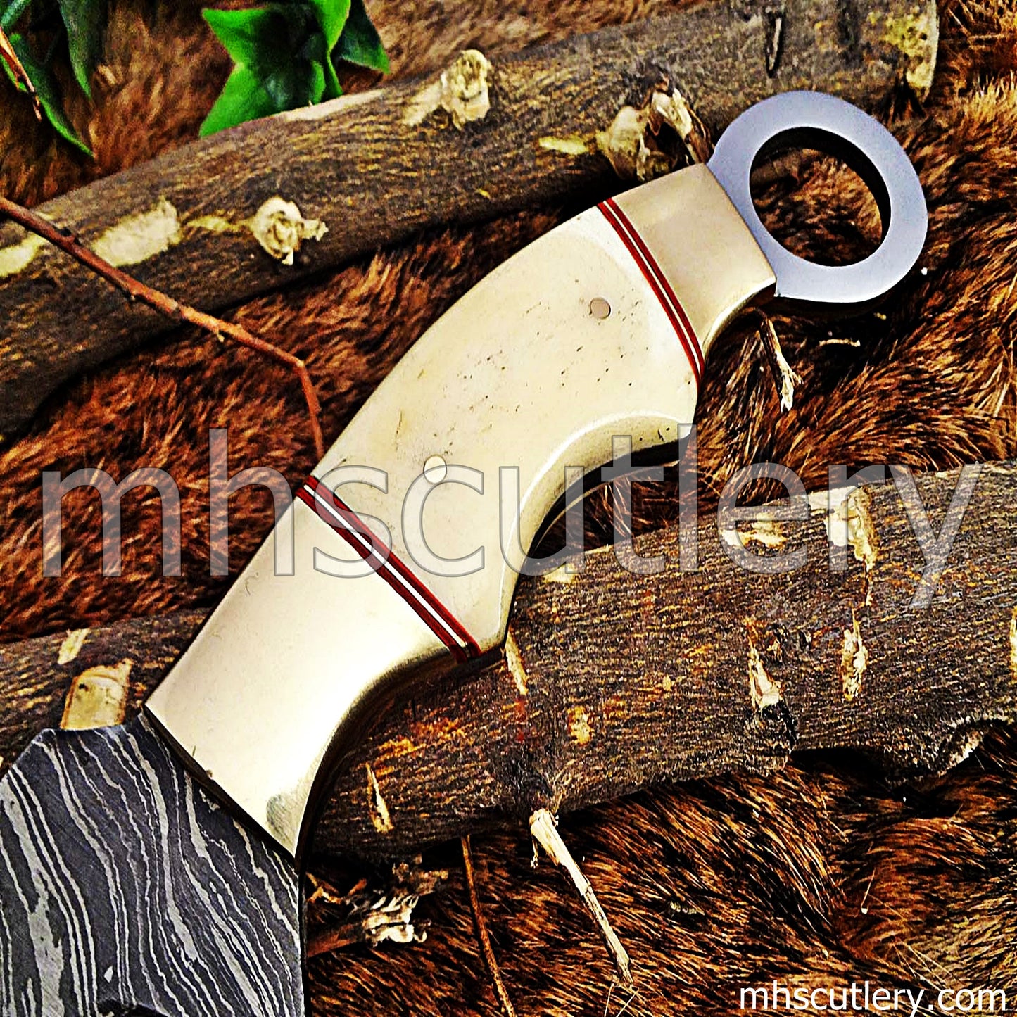 Handmade Damascus Steel Karambit / Bone Handle | mhscutlery