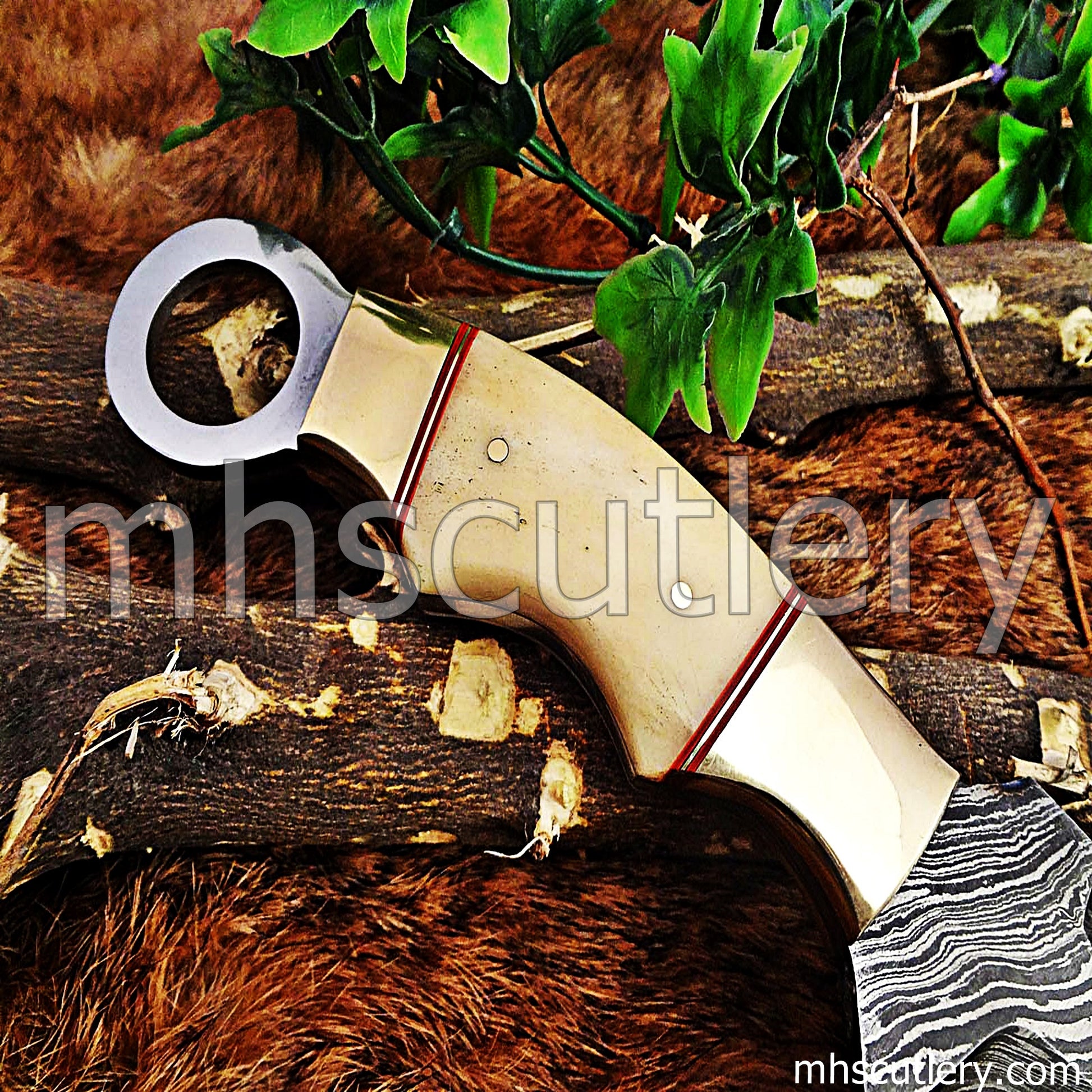 Handmade Damascus Steel Karambit / Bone Handle | mhscutlery