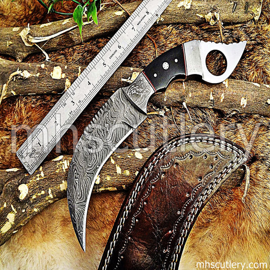 Handmade Damascus Steel Tactical Karambit Knife | mhscutlery
