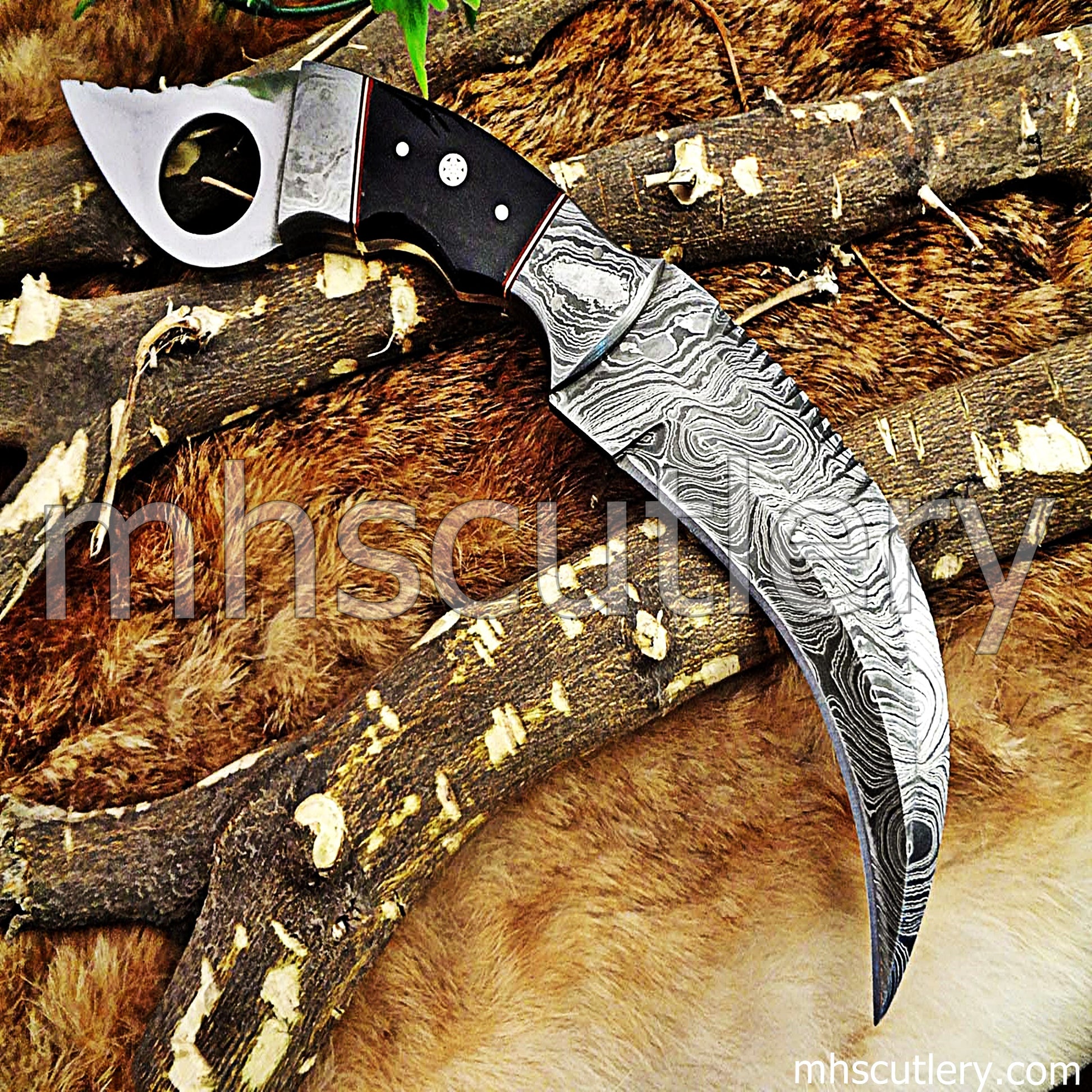 Handmade Damascus Steel Tactical Karambit Knife | mhscutlery