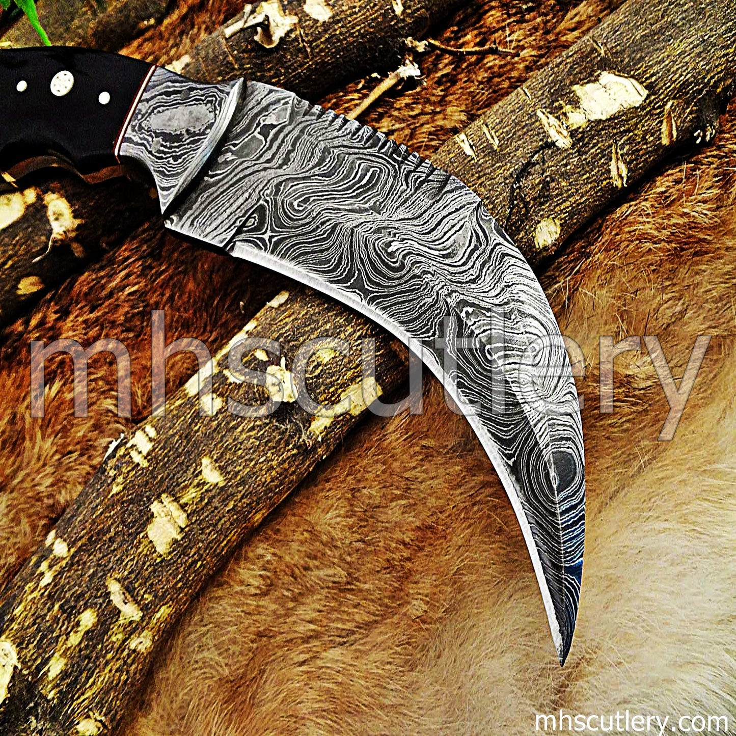 Handmade Damascus Steel Tactical Karambit Knife | mhscutlery