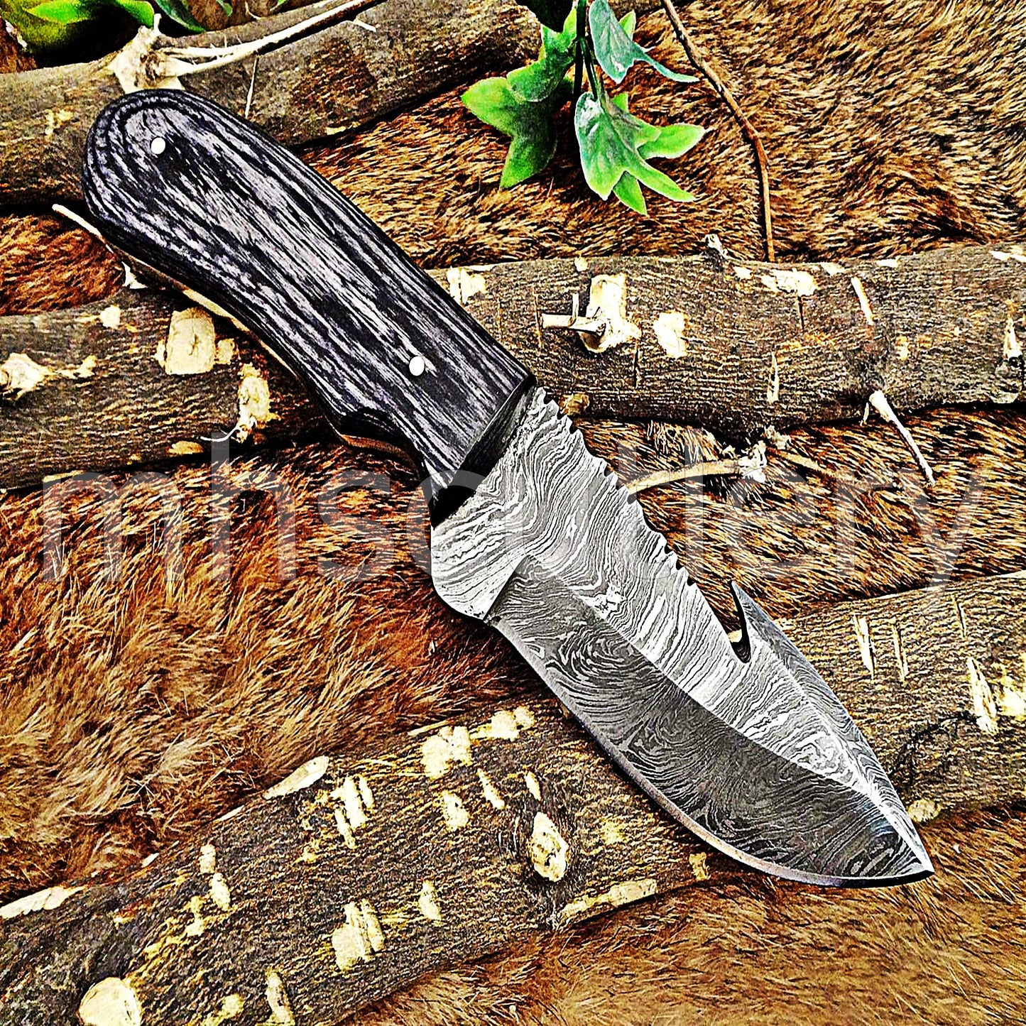Damascus Steel Fancy Gut Hook Hunter Skinner Knife | mhscutlery