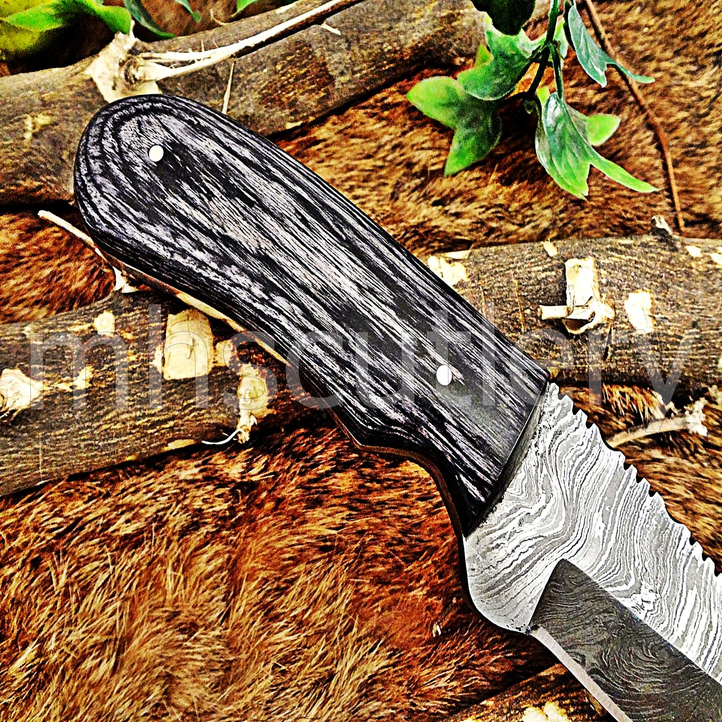 Damascus Steel Fancy Gut Hook Hunter Skinner Knife | mhscutlery
