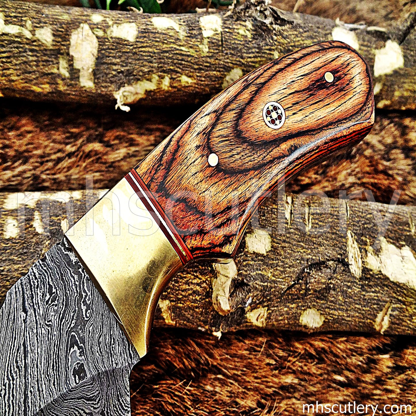 Damascus Steel Curved Skinner Knife | mhscutlery