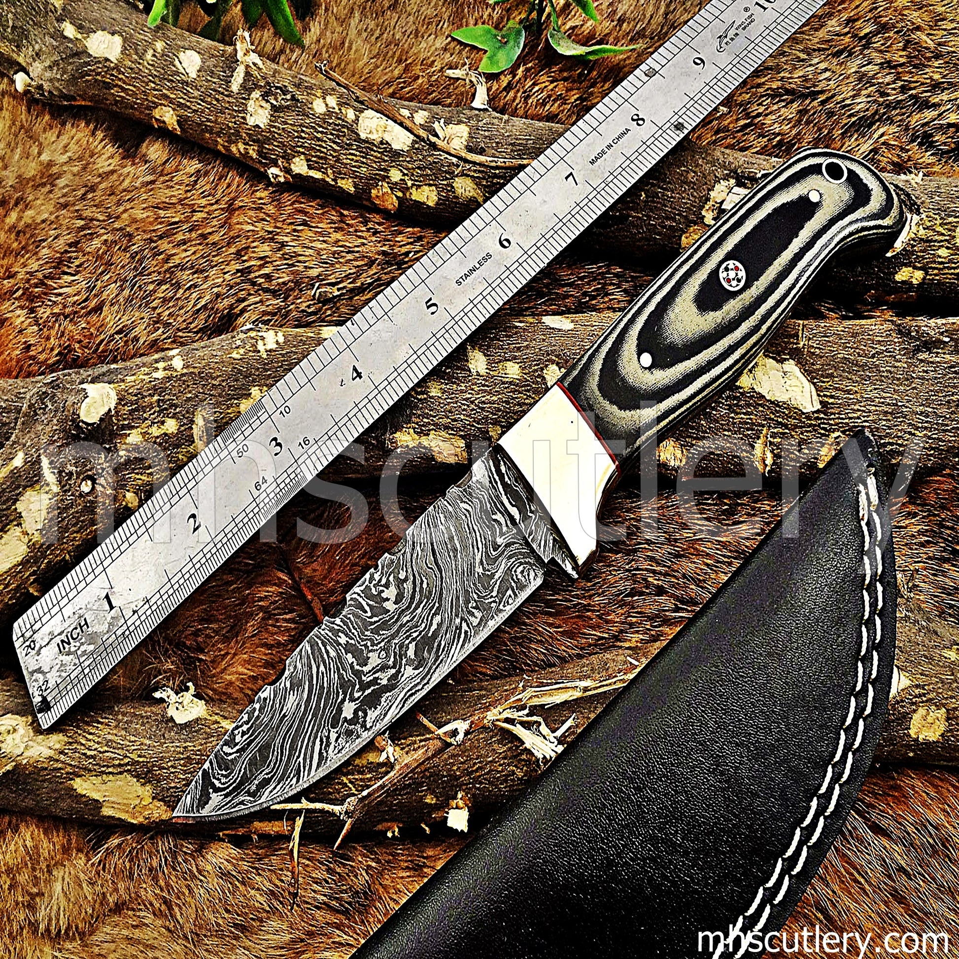 Handmade Damascus Steel Micarta Skinner Knife | mhscutlery
