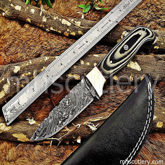 Handmade Damascus Steel Micarta Skinner Knife | mhscutlery