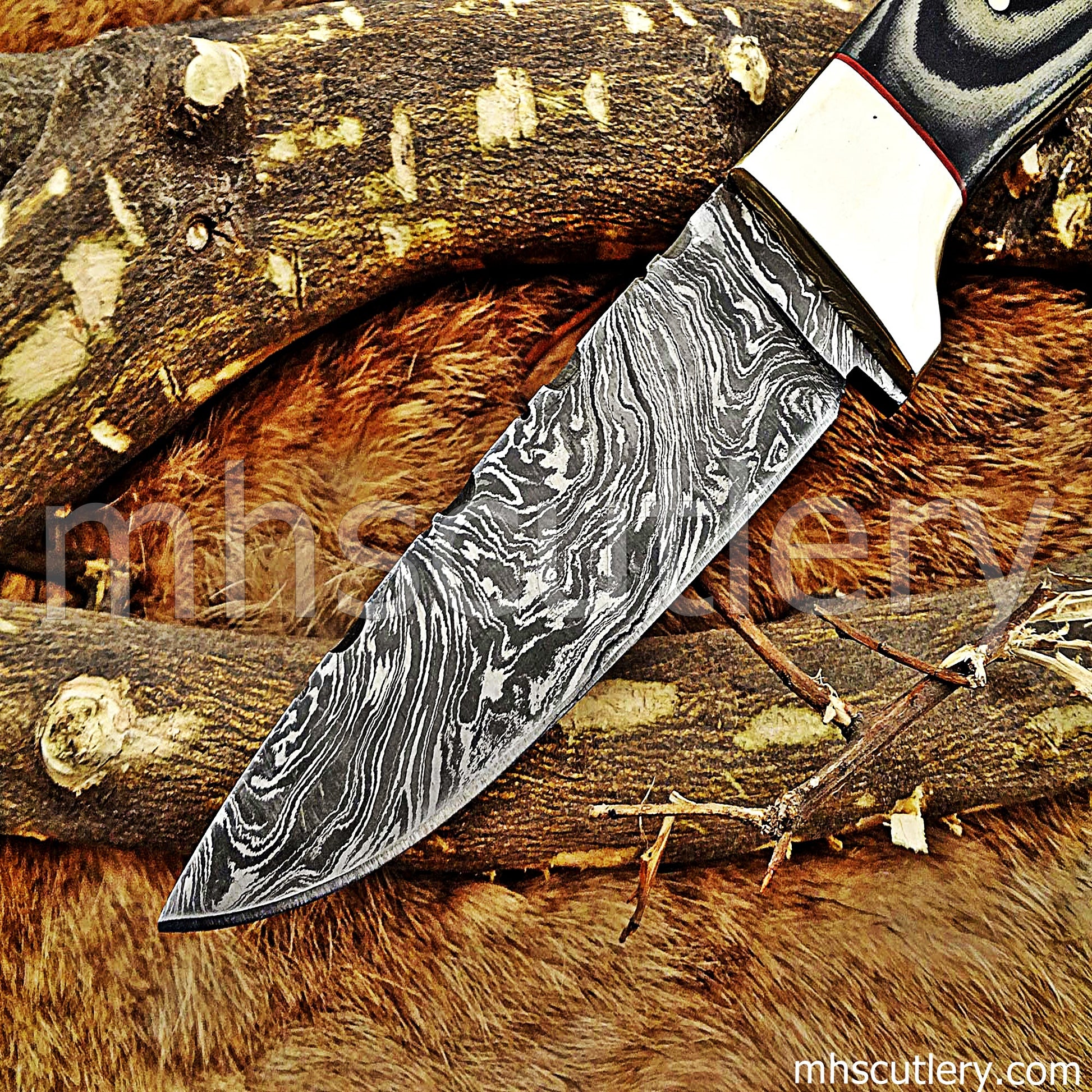Handmade Damascus Steel Micarta Skinner Knife | mhscutlery