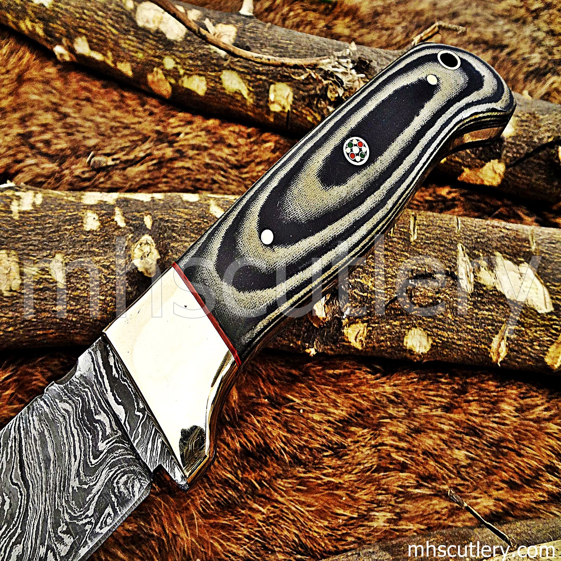 Handmade Damascus Steel Micarta Skinner Knife | mhscutlery