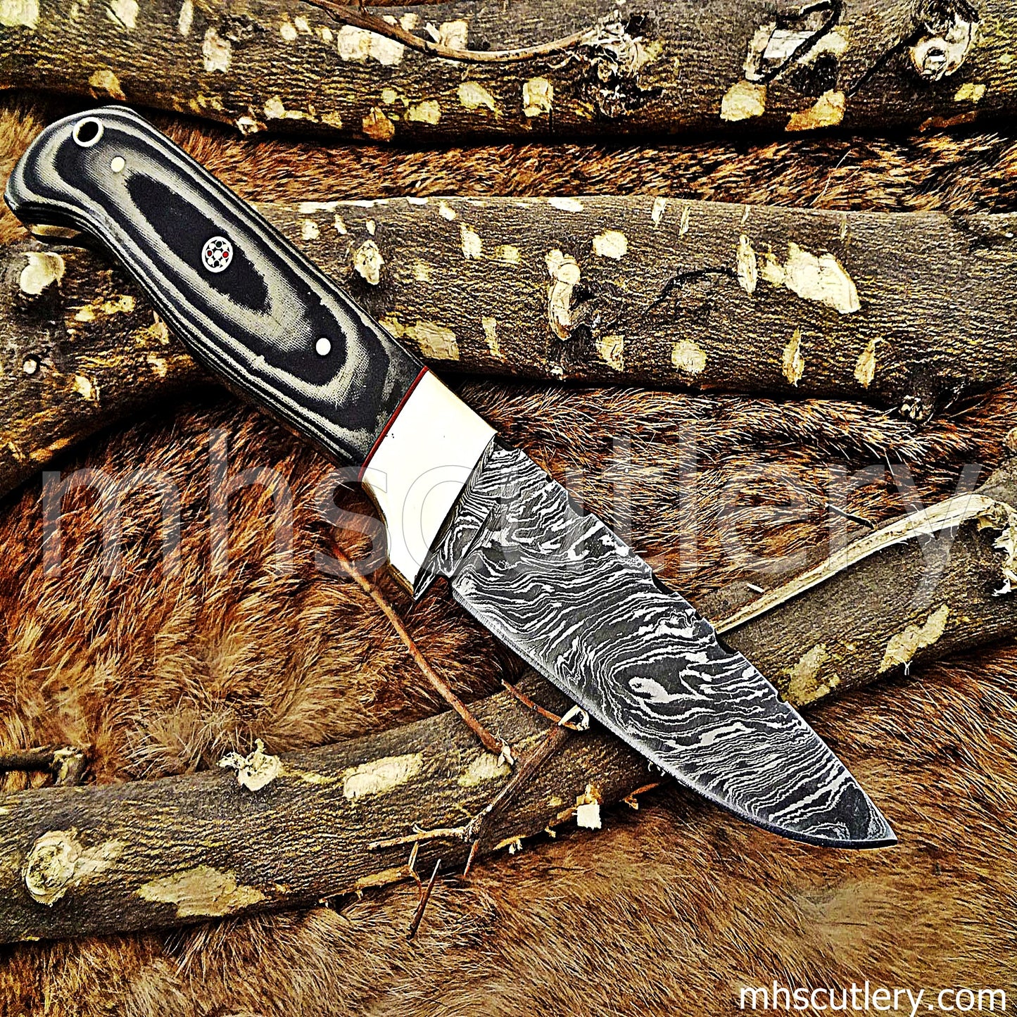 Handmade Damascus Steel Micarta Skinner Knife | mhscutlery