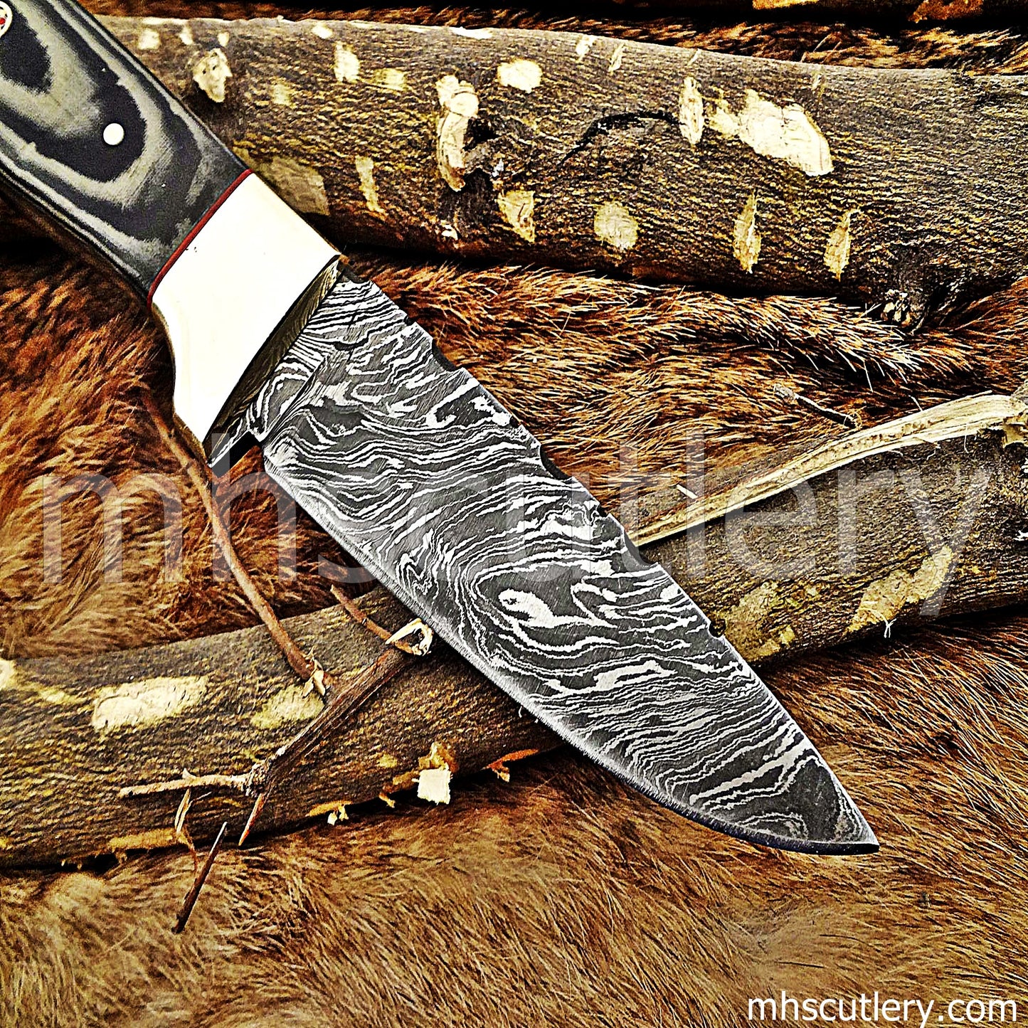 Handmade Damascus Steel Micarta Skinner Knife | mhscutlery